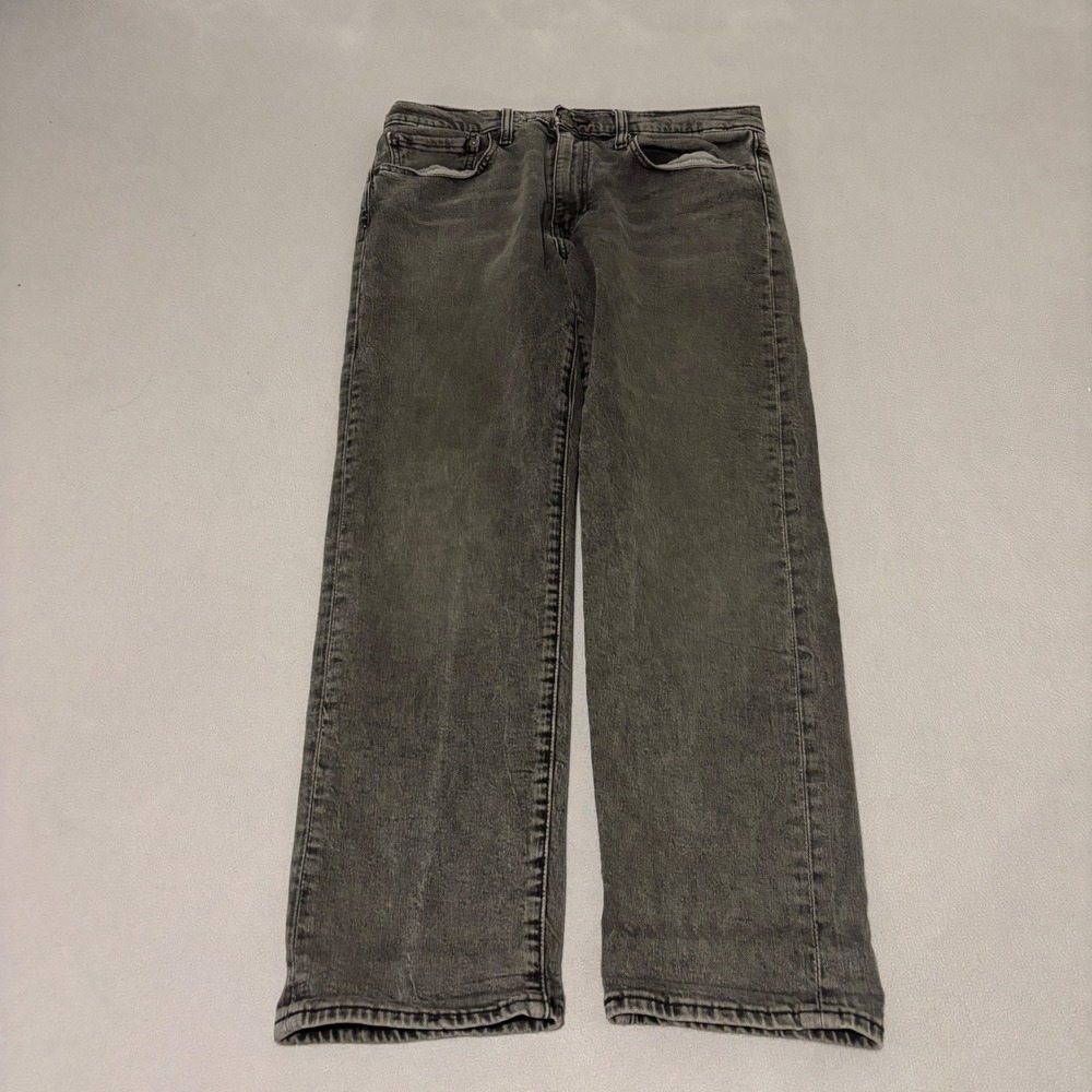 Levis Premium 502 Taper Fit Jeans Mens 34x30 Charcoal Grey Stretch Preppy Casual